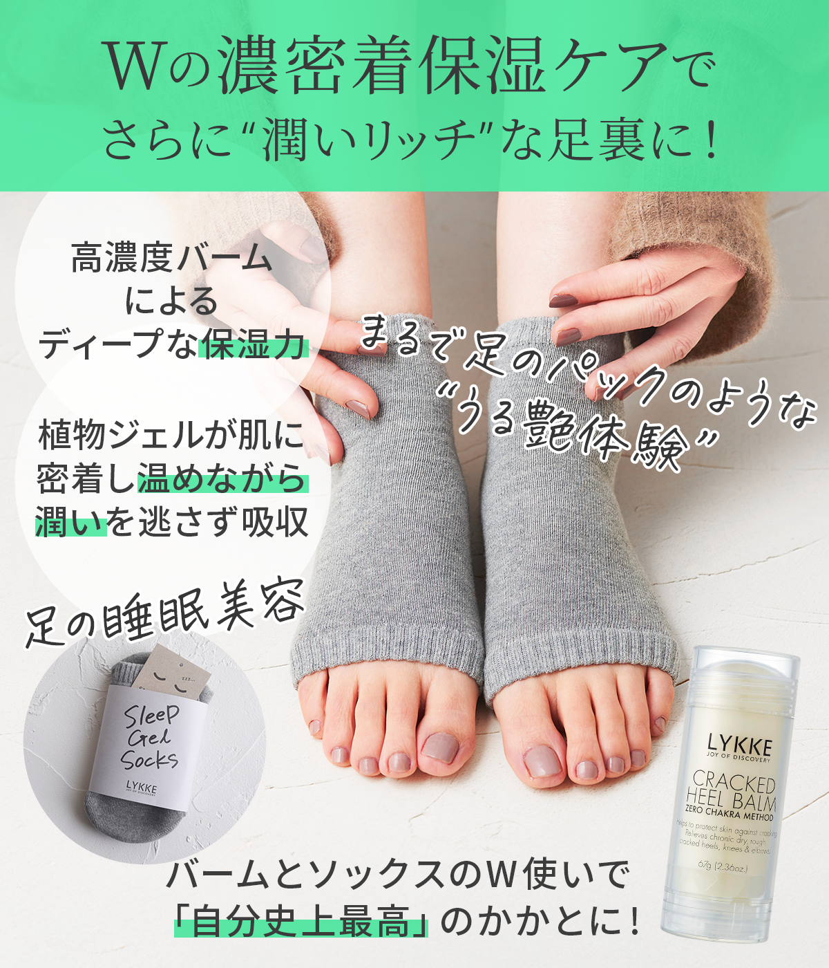Wソックスで、昼も夜も、かかとしっとりケアセット