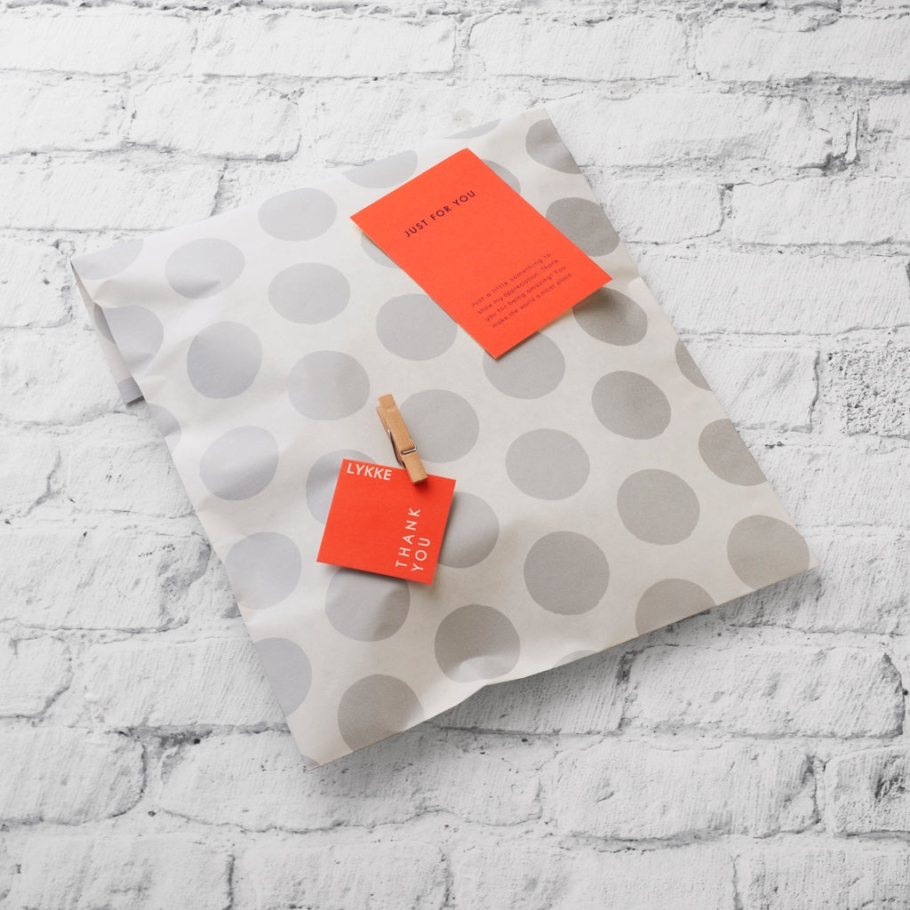 ギフト袋セット(白地に銀の水玉/カード付き)